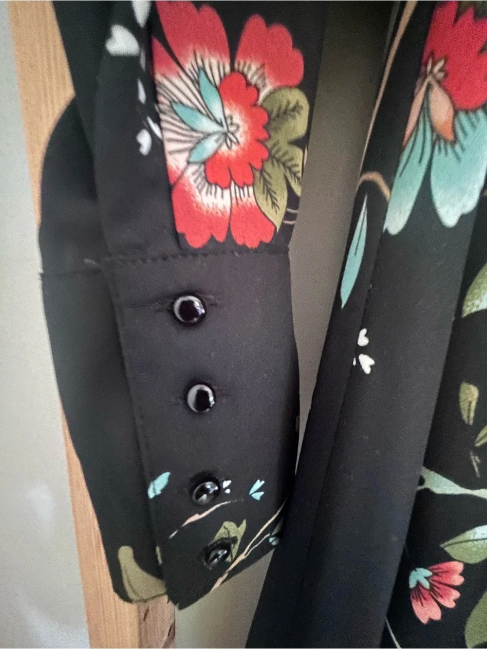 Nanette Lepore Black Floral Long-Sleeve Fit & Flare Midi Dress Size 6 - Picture 3 of 11